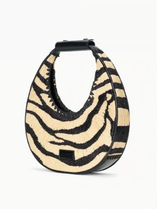 STAUD Handbags - STAUD Moon Zebra Raffia Shoulder Bag